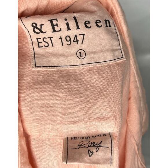 FRANK & EILEEN Sz L Large Peach Coral Linen Rory Maxi Shirt Dress - Picture 8 of 9